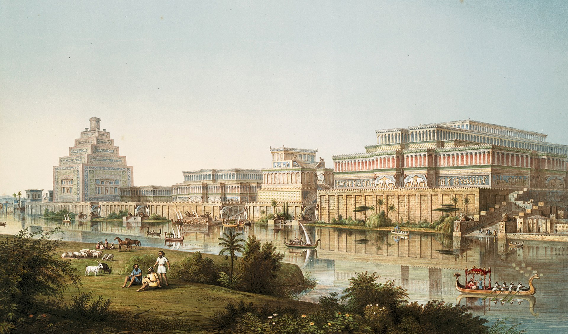英國建築史學家Austen Henry Layard於1853年所繪的尼尼微城。（圖／wiki）